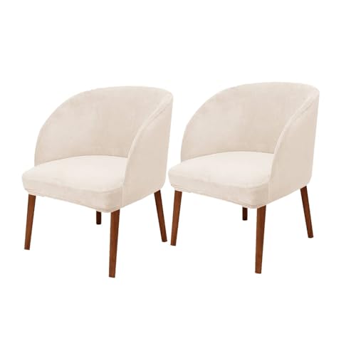 KTLCNDF Stuhlhussen Mit Halbrunder Rückenlehne, 2er-Pack – Mittelbraune Samt-Schonbezüge for Die Inneneinrichtung(Beige,2_MEDIUM) von KTLCNDF