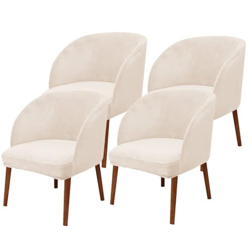 KTLCNDF Stuhlhussen Mit Halbrunder Rückenlehne, 2er-Pack – Mittelbraune Samt-Schonbezüge for Die Inneneinrichtung(Beige,4_MEDIUM) von KTLCNDF