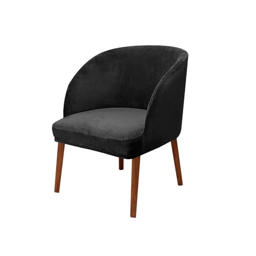 KTLCNDF Stuhlhussen Mit Halbrunder Rückenlehne, 2er-Pack – Mittelbraune Samt-Schonbezüge for Die Inneneinrichtung(Black,1_MEDIUM) von KTLCNDF