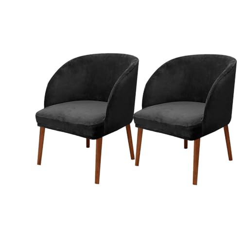 KTLCNDF Stuhlhussen Mit Halbrunder Rückenlehne, 2er-Pack – Mittelbraune Samt-Schonbezüge for Die Inneneinrichtung(Black,2_MEDIUM) von KTLCNDF