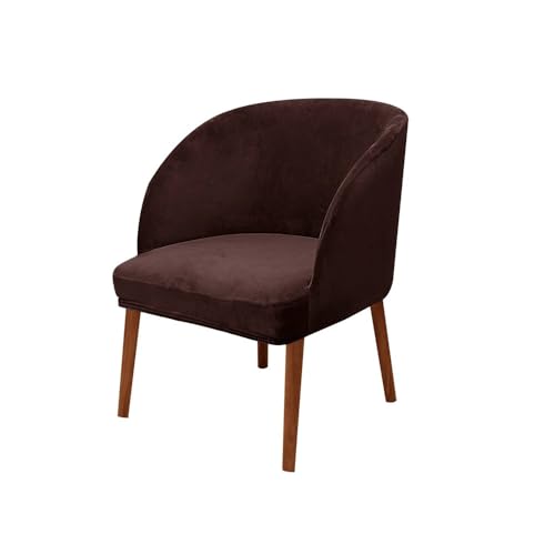 KTLCNDF Stuhlhussen Mit Halbrunder Rückenlehne, 2er-Pack – Mittelbraune Samt-Schonbezüge for Die Inneneinrichtung(Brown,1_MEDIUM) von KTLCNDF