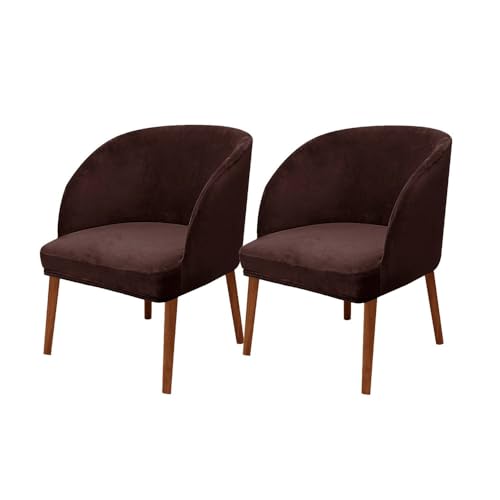 KTLCNDF Stuhlhussen Mit Halbrunder Rückenlehne, 2er-Pack – Mittelbraune Samt-Schonbezüge for Die Inneneinrichtung(Brown,2_MEDIUM) von KTLCNDF