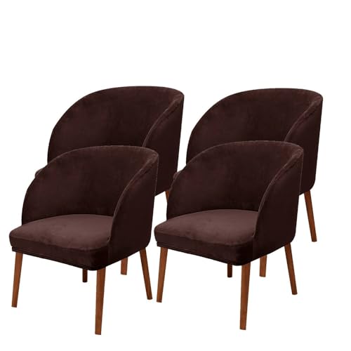 KTLCNDF Stuhlhussen Mit Halbrunder Rückenlehne, 2er-Pack – Mittelbraune Samt-Schonbezüge for Die Inneneinrichtung(Brown,4_MEDIUM) von KTLCNDF