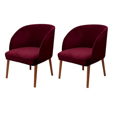 KTLCNDF Stuhlhussen Mit Halbrunder Rückenlehne, 2er-Pack – Mittelbraune Samt-Schonbezüge for Die Inneneinrichtung(Burgundy,2_MEDIUM) von KTLCNDF