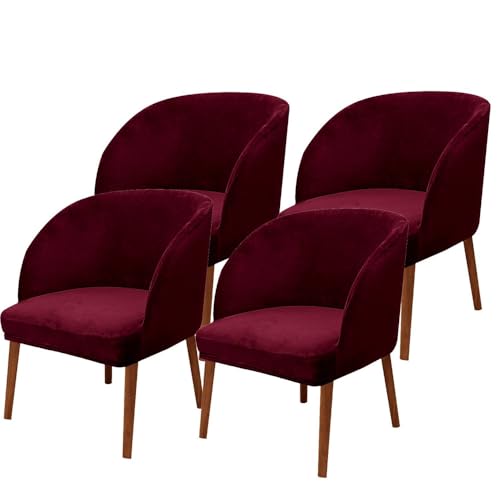 KTLCNDF Stuhlhussen Mit Halbrunder Rückenlehne, 2er-Pack – Mittelbraune Samt-Schonbezüge for Die Inneneinrichtung(Burgundy,4_MEDIUM) von KTLCNDF
