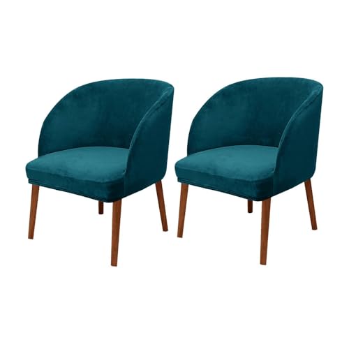 KTLCNDF Stuhlhussen Mit Halbrunder Rückenlehne, 2er-Pack – Mittelbraune Samt-Schonbezüge for Die Inneneinrichtung(Deep Aqua,2_MEDIUM) von KTLCNDF