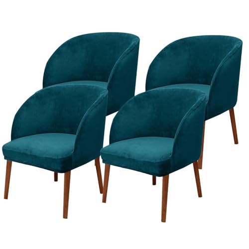 KTLCNDF Stuhlhussen Mit Halbrunder Rückenlehne, 2er-Pack – Mittelbraune Samt-Schonbezüge for Die Inneneinrichtung(Deep Aqua,4_MEDIUM) von KTLCNDF