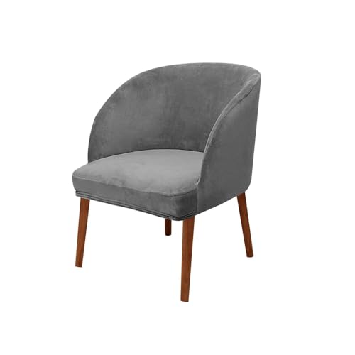 KTLCNDF Stuhlhussen Mit Halbrunder Rückenlehne, 2er-Pack – Mittelbraune Samt-Schonbezüge for Die Inneneinrichtung(Grey,1_MEDIUM) von KTLCNDF