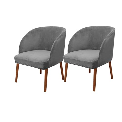 KTLCNDF Stuhlhussen Mit Halbrunder Rückenlehne, 2er-Pack – Mittelbraune Samt-Schonbezüge for Die Inneneinrichtung(Grey,2_MEDIUM) von KTLCNDF