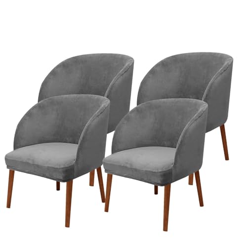 KTLCNDF Stuhlhussen Mit Halbrunder Rückenlehne, 2er-Pack – Mittelbraune Samt-Schonbezüge for Die Inneneinrichtung(Grey,4_MEDIUM) von KTLCNDF