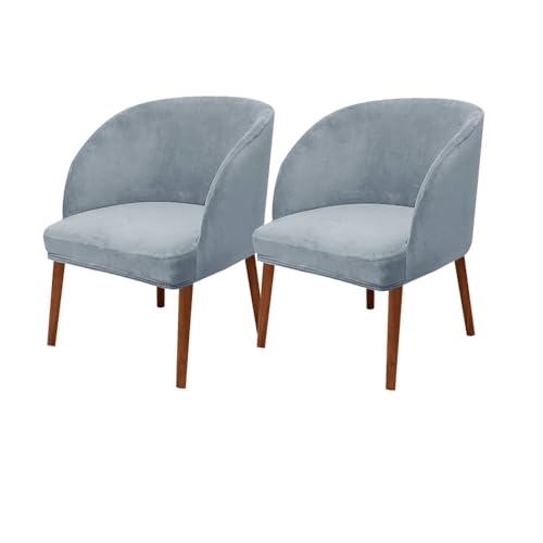 KTLCNDF Stuhlhussen Mit Halbrunder Rückenlehne, 2er-Pack – Mittelbraune Samt-Schonbezüge for Die Inneneinrichtung(Grey-Blue,2_MEDIUM) von KTLCNDF