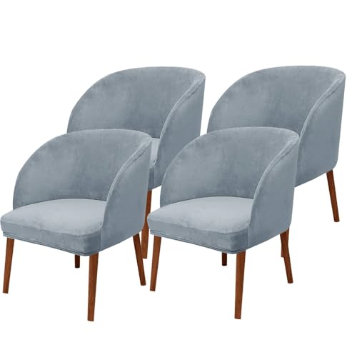 KTLCNDF Stuhlhussen Mit Halbrunder Rückenlehne, 2er-Pack – Mittelbraune Samt-Schonbezüge for Die Inneneinrichtung(Grey-Blue,4_MEDIUM) von KTLCNDF