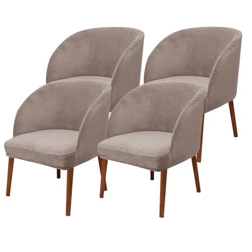 KTLCNDF Stuhlhussen Mit Halbrunder Rückenlehne, 2er-Pack – Mittelbraune Samt-Schonbezüge for Die Inneneinrichtung(Light Curry,4_MEDIUM) von KTLCNDF