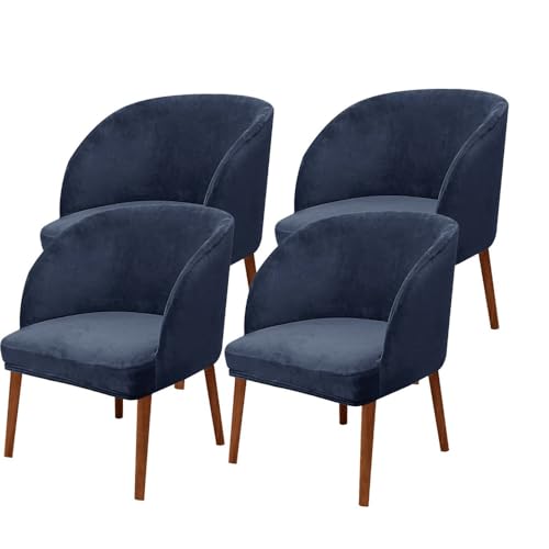 KTLCNDF Stuhlhussen Mit Halbrunder Rückenlehne, 2er-Pack – Mittelbraune Samt-Schonbezüge for Die Inneneinrichtung(Navy,4_MEDIUM) von KTLCNDF