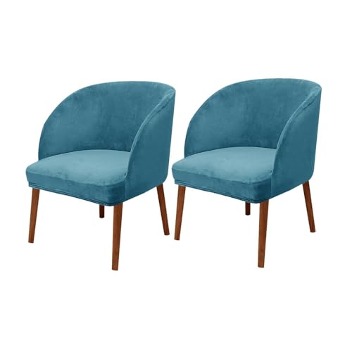 KTLCNDF Stuhlhussen Mit Halbrunder Rückenlehne, 2er-Pack – Mittelbraune Samt-Schonbezüge for Die Inneneinrichtung(Peacock Blue,2_MEDIUM) von KTLCNDF