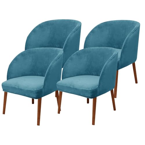 KTLCNDF Stuhlhussen Mit Halbrunder Rückenlehne, 2er-Pack – Mittelbraune Samt-Schonbezüge for Die Inneneinrichtung(Peacock Blue,4_MEDIUM) von KTLCNDF