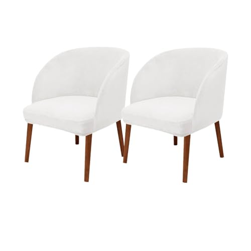 KTLCNDF Stuhlhussen Mit Halbrunder Rückenlehne, 2er-Pack – Mittelbraune Samt-Schonbezüge for Die Inneneinrichtung(White,2_MEDIUM) von KTLCNDF