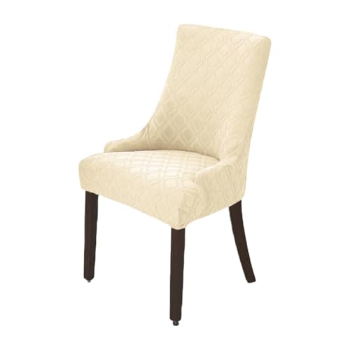KTLCNDF Stuhlhussen for Esszimmerstühle, 2 Stück – Wiederverwendbare Schutzhüllen Aus Spandex-Jacquard for Küche/Esszimmer/Bankettsaal/Heimdekoration(Beige,1PC) von KTLCNDF