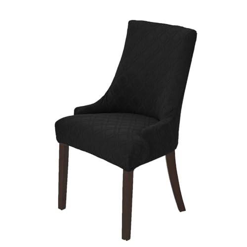 KTLCNDF Stuhlhussen for Esszimmerstühle, 2 Stück – Wiederverwendbare Schutzhüllen Aus Spandex-Jacquard for Küche/Esszimmer/Bankettsaal/Heimdekoration(Black,1PC) von KTLCNDF