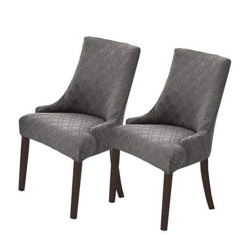 KTLCNDF Stuhlhussen for Esszimmerstühle, 2 Stück – Wiederverwendbare Schutzhüllen Aus Spandex-Jacquard for Küche/Esszimmer/Bankettsaal/Heimdekoration(Light Gray,2PCS) von KTLCNDF