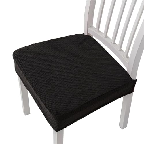 KTLCNDF Stuhlsitz-Schonbezüge Mit Rückseitiger Abdeckung, Braun, 4er-Pack – Schoner Aus Jacquard-Stoff, Einfach Anzubringen(Black,4) von KTLCNDF