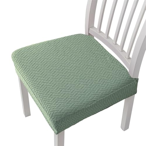 KTLCNDF Stuhlsitz-Schonbezüge Mit Rückseitiger Abdeckung, Braun, 4er-Pack – Schoner Aus Jacquard-Stoff, Einfach Anzubringen(Matcha Green,6) von KTLCNDF