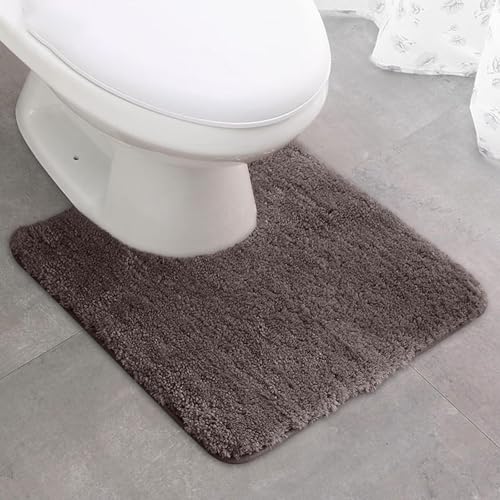 KTLCNDF U-förmige Plüsch-Badematte – Ultra-saugfähiges Vlies Mit Rutschfester Rückseite | Extra Dicker, Gepolsterter Toilettenvorleger for Den Bereich Um Toilette, Waschtisch Und Dusche(Coffee) von KTLCNDF