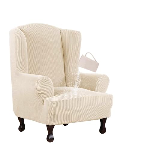 KTLCNDF Wasserdichter Sesselbezug for Relaxsessel - Stretch-Jacquard-Sesselbezug, Passend for Die Meisten Ohrensessel(Beige) von KTLCNDF