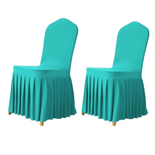 KTLCNDF Zweiteiliger Jacquard-Stuhlbezug Mit Armlehnen, Geschwungener Stuhlbezug, Elastischer Drehsesselbezug, Geeignet for Büros, Computer, Barhocker, Wohnzimmer Und Küchen(Turquoise,2 Pcs) von KTLCNDF