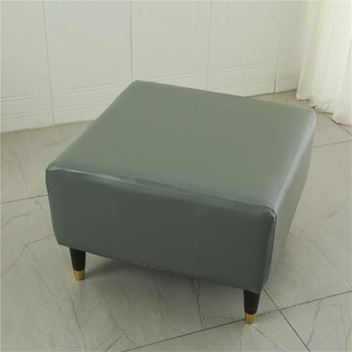 Quadratischer Ottomanenbezug Aus PU-Leder – Wasserdichter Hocker-Schonbezug – Rutschfeste, Elastische Passform For Ottomanen Mit Stauraum – Tier- Und Kinderfreundlich (1 Stück)(Matcha Green,2pcs) von KTLCNDF