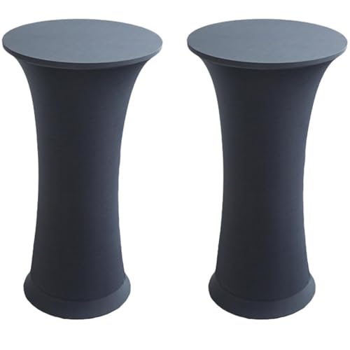 Runde Stretch-Tischdecke, 2er-Pack (24/32 X 43 Zoll) – Elastische, Angepasste Cocktailtischdecke for Hochzeiten, Kneipen(Dark Gray,24x43 Inch) von KTLCNDF