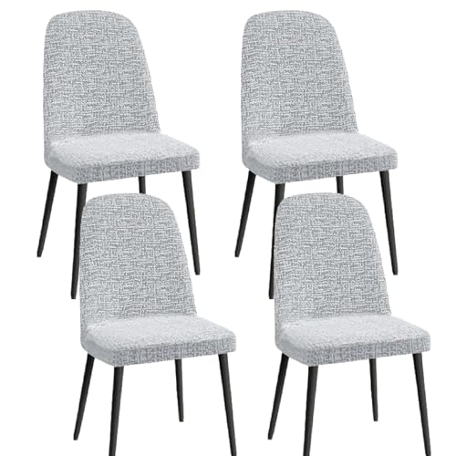 Stuhlhussen aus Chenille for Esszimmerstühle – Set mit 1/2/4/6 elastischen Schonbezügen for Stühle mit gebogener Rückenlehne – weicher Stuhlschutz for Küche und Büro (passend for Stühle mit einer Größ von KTLCNDF