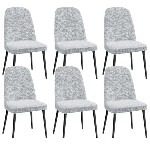 Stuhlhussen aus Chenille for Esszimmerstühle – Set mit 1/2/4/6 elastischen Schonbezügen for Stühle mit gebogener Rückenlehne – weicher Stuhlschutz for Küche und Büro (passend for Stühle mit einer Größ von KTLCNDF