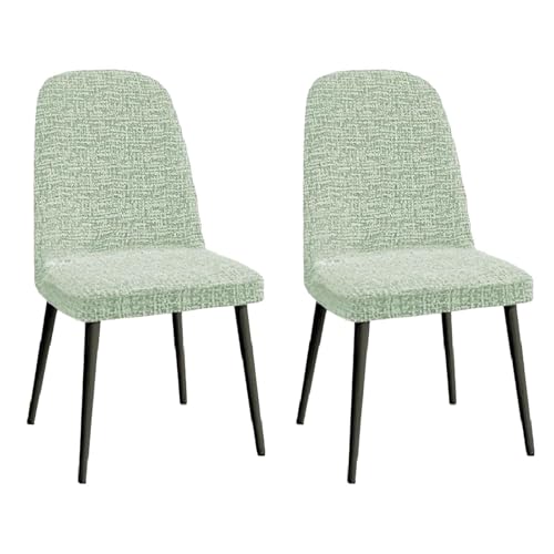 Stuhlhussen aus Chenille for Esszimmerstühle – Set mit 1/2/4/6 elastischen Schonbezügen for Stühle mit gebogener Rückenlehne – weicher Stuhlschutz for Küche und Büro (passend for Stühle mit einer Größ von KTLCNDF