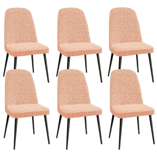 Stuhlhussen aus Chenille for Esszimmerstühle – Set mit 1/2/4/6 elastischen Schonbezügen for Stühle mit gebogener Rückenlehne – weicher Stuhlschutz for Küche und Büro (passend for Stühle mit einer Größ von KTLCNDF