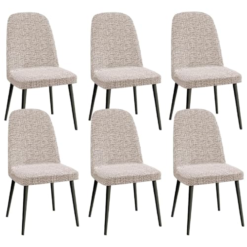 Stuhlhussen aus Chenille for Esszimmerstühle – Set mit 1/2/4/6 elastischen Schonbezügen for Stühle mit gebogener Rückenlehne – weicher Stuhlschutz for Küche und Büro (passend for Stühle mit einer Größ von KTLCNDF