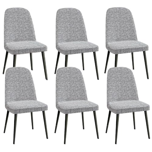 Stuhlhussen aus Chenille for Esszimmerstühle – Set mit 1/2/4/6 elastischen Schonbezügen for Stühle mit gebogener Rückenlehne – weicher Stuhlschutz for Küche und Büro (passend for Stühle mit einer Größ von KTLCNDF