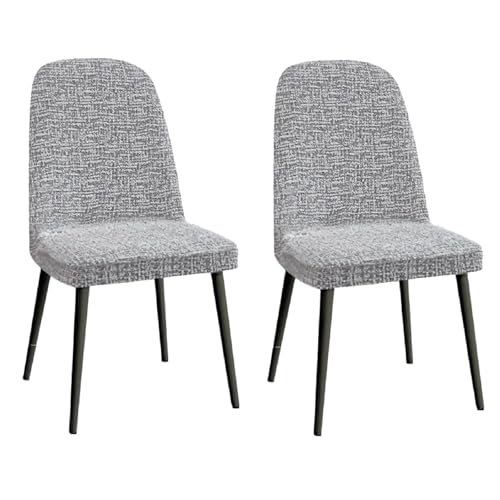 Stuhlhussen aus Chenille for Esszimmerstühle – Set mit 1/2/4/6 elastischen Schonbezügen for Stühle mit gebogener Rückenlehne – weicher Stuhlschutz for Küche und Büro (passend for Stühle mit einer Größ von KTLCNDF