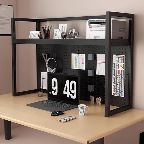 Verstellbarer Schreibtischaufsatz Mit Stecktafel – 3-stufiges Computer-Schreibtisch-Bücherregal Aus Metall, Platzsparender Büro-Organizer For Zuhause Und Wohnheim(Black 1 Tier,51.5"Wx11.8"Dx32.2") von KTLCNDF