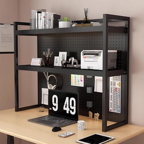 Verstellbarer Schreibtischaufsatz Mit Stecktafel – 3-stufiges Computer-Schreibtisch-Bücherregal Aus Metall, Platzsparender Büro-Organizer For Zuhause Und Wohnheim(Black 2 Tier,43.3"Wx11.8"Dx39.3") von KTLCNDF