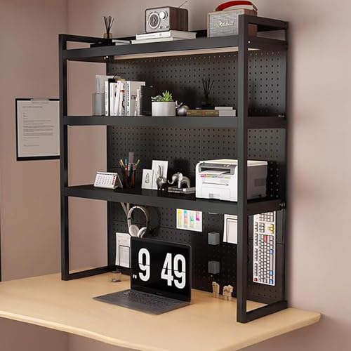 Verstellbarer Schreibtischaufsatz Mit Stecktafel – 3-stufiges Computer-Schreibtisch-Bücherregal Aus Metall, Platzsparender Büro-Organizer For Zuhause Und Wohnheim(Black 3 Tier,51.5"Wx11.8"Dx51.1") von KTLCNDF
