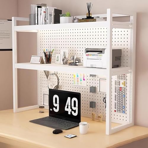 Verstellbarer Schreibtischaufsatz Mit Stecktafel – 3-stufiges Computer-Schreibtisch-Bücherregal Aus Metall, Platzsparender Büro-Organizer For Zuhause Und Wohnheim(White 2 Tier,23.6"Wx11.8"Dx39.3") von KTLCNDF