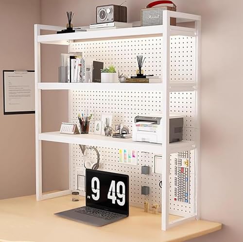 Verstellbarer Schreibtischaufsatz Mit Stecktafel – 3-stufiges Computer-Schreibtisch-Bücherregal Aus Metall, Platzsparender Büro-Organizer For Zuhause Und Wohnheim(White 3 Tier,27.5"Wx11.8"Dx51.1") von KTLCNDF