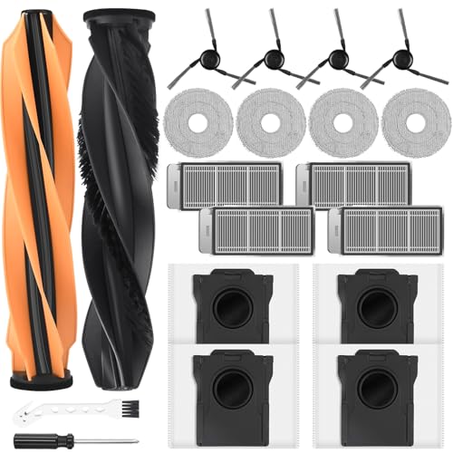20 Stück Zubehör für Dreame X50 Ultra / L50 Pro Ultra / X50 Master / L40s Pro Ultra Saugroboter, 2 Hauptbürste, 4 Staubbeutel, 4 Wischpad, 4 Filter, 4 Seitenbürsten, Reinigungsbürste, Schraubendreher von KTNAid