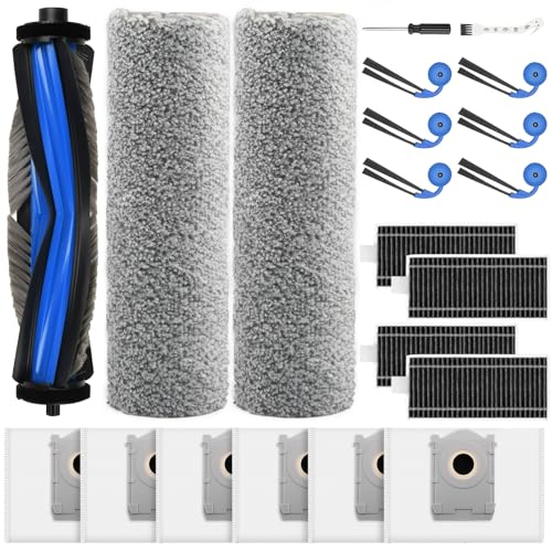 21 Stück Zubehör Set für Ecovacs Deebot X9 PRO Omni Saugroboter, Ersatzteile mit 1 Hauptbürste, 6 Staubbeutel, 2 Wischwalze, 4 Filter, 6 Seitenbürsten, 1 Reinigungsbürste, 1 Schraubendreher von KTNAid