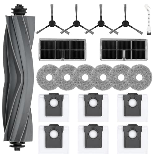 20 Stück Zubehör für Dreame L10s Pro Ultra Heat/L10s Ultra Gen 2/Mova E30 Ultra Saugroboter, Ersatzteile mit 1 Hauptbürste, 6 Staubbeutel, 6 Wischtücher, 4 Seitenbürsten, 2 Filter, 1 Reinigungsbürste von KTNAid