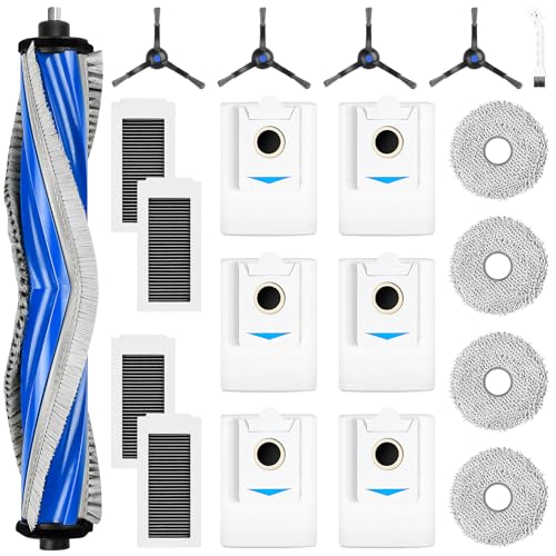 20 Stück Zubehör für Ecovacs Deebot X5 / X5 Pro Omni Saugroboter, 1 Hauptbürste 6 Staubbeutel 4 Wischtücher 4 Filter 4 Seitenbürsten 1 Reinigungsbürste von KTNAid