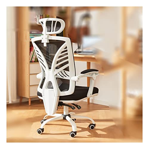 KTNG Ergonomie High Back Mesh Computerstuhl, ergonomischer Task-Bürostuhl, Verstellbarer Armlehnen-Kopfstütze Schmetterling Rückenlehne Gaming-Stuhl, 550 £ (Color : White, Größe : 44.5-46.9in) von KTNG