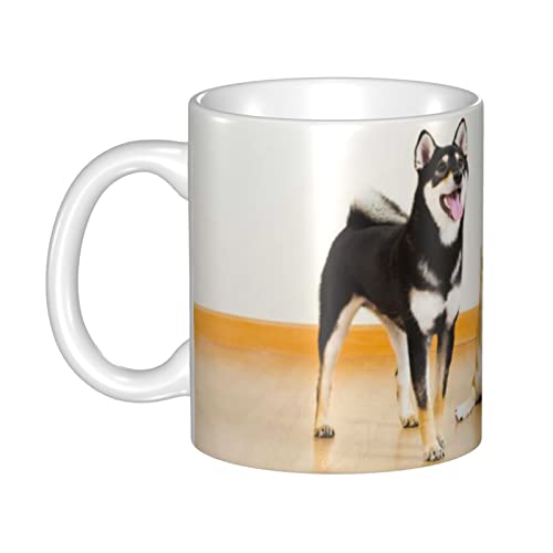 KTQUZCLF Tassen, Shiba Inu Dog Keramikbecher, breiter Tee-Kaffee- und heiße Schokolade-Tassen – 330 ml von KTQUZCLF