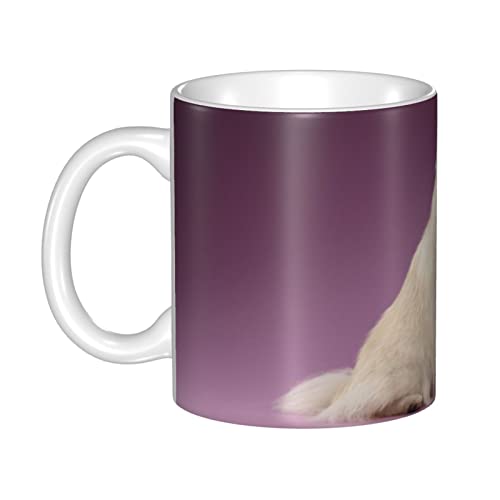 KTQUZCLF Tassen, Zwergspitz-Hunde-Muster, lila Keramiktasse, breiter Tee, Kaffee und heiße Schokolade, 330 ml von KTQUZCLF